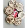 Bike Theme Wooden Coasters with Bark, Set of 6 pcs, 5th wedding anniversary gift, Mountain Bike Art for Enthusiasts, 6th anniver