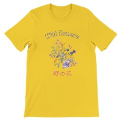 T-Shirt „Wild Flowers“ with Japanese translation, regular fit premium crewneck shirt, graphic flowery herb print, real fake plan