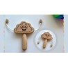 Happy Sad Cloud Face Baby Rattle Eco-Friendly Toy for Indoor and Outdoor Play - 2 Sides Engraved, Montessori Emotional Intellige