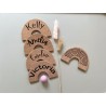 Personalized Cork Name Tags: Wedding, Baby Shower, Birthdays - Double-sided Engraved Rainbow Shape for Unique Celebrations