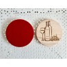 Glass & Bottle of Wine Wooden Felt Coasters, Set of 2 pcs, 5th wedding anniversary gift, 7th anniversary present, Cabernet Sauvi
