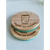 Glass & Bottle of Water Wooden Felt Coasters, Set of 2 pcs, 5th wedding anniversary gift, 7th anniversary present, Sparkling Wat