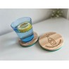 Glass & Bottle of Water Wooden Felt Coasters, Set of 2 pcs, 5th wedding anniversary gift, 7th anniversary present, Sparkling Wat