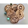 Japanese Manhole Covers Wooden Coasters, Set of 6 pcs, Natural Sustainable Wood, New Home Gift