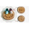 Origami Baby Shoes Double Sided Gender Reveal Birch Wood Slice, It's a Boy/Girl, Birth Gender Announcement Sign, Wooden Disc wit