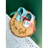 Origami Baby Shoes Double Sided Gender Reveal Birch Wood Slice, It's a Boy/Girl, Birth Gender Announcement Sign, Wooden Disc wit