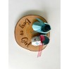 Origami Baby Shoes Double Sided Gender Reveal Birch Wood Slice, It's a Boy/Girl, Birth Gender Announcement Sign, Wooden Disc wit
