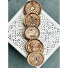 Japan Manhole Covers Animals Insects Wooden Coasters, Set of 5 pcs, New Home Apartment Gift, typical Japanese