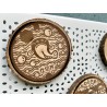 Japan Manhole Covers Animals Insects Wooden Coasters, Set of 5 pcs, New Home Apartment Gift, typical Japanese