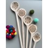 Set of 5 Mandala or Japanese Pattern Cooking Wooden Spoons, Engraved on both sides, Housewarming Gift, Gift For Baking Enthusias