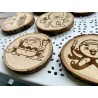 Cute Takoyaki Theme Wooden Coasters, Set of 6 pcs, 5th wedding anniversary gift, 6th anniversary present, Japanese dishes & cuis