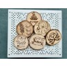 Cute Takoyaki Theme Wooden Coasters, Set of 6 pcs, 5th wedding anniversary gift, 6th anniversary present, Japanese dishes & cuis
