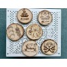 Cute Takoyaki Theme Wooden Coasters, Set of 6 pcs, 5th wedding anniversary gift, 6th anniversary present, Japanese dishes & cuis