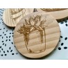 Succulent Cactus Wooden Coasters, Set of 5 pcs, 5th wedding anniversary gift, 6th anniversary present, Teacher retire