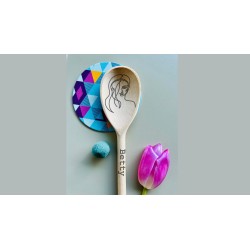 Set of 2 Personalized Engraved Wooden Spoons, Custom Line Art Spoon For Married Couples, Housewarming Gif, Baking Gift For Newly