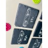 Anime Eyes Manga Peek-a-boo Slate Coasters, Set of 5, Japanese Culture, Black Stone Hibachi Invitation