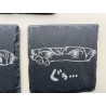 Anime Eyes Manga Peek-a-boo Slate Coasters, Set of 5, Japanese Culture, Black Stone Hibachi Invitation