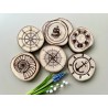 Nautical Theme Wooden Coasters, Set of 6 pcs, 5th wedding anniversary gift, 6th anniversary present, Sea Shell, Compass, Shippin