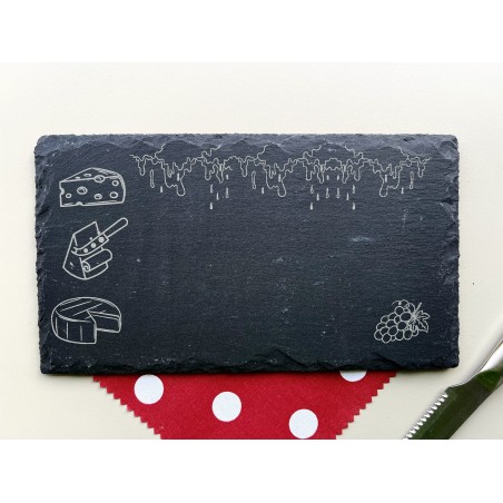 Melting Cheese Serving Platter, Slate Rectangle Plate for Brie, Camembert, Fruits & Nuts, Wine Lover Gift, Rustic Charcuterie
