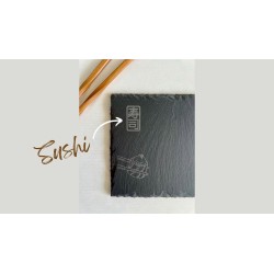 Slate Sushi Serving Plate Set with Custom Chopsticks - Elegant Nigiri Tray for Sashimi, Maki, Ikura, Onigiri, Tamago sushi, Salm
