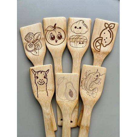 Wooden Spatula with Engraved Image, Custom Quote - Name Bamboo Spatula For Family & Friends, Housewarming Gift, Gift For Cooking