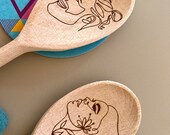 Personalized Wooden Spoon Set: Engraved Couple Gift, Save the Date thumbnail 2