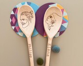Personalized Wooden Spoon Set: Engraved Couple Gift, Save the Date thumbnail 1