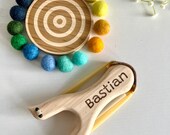 Engraved Wooden Slingshot Toy – with Target & Felt Balls, Custom Name thumbnail 6