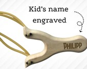Engraved Wooden Slingshot Set: Felt Balls & Target, Personalized Toy thumbnail 7