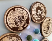 Japanese Manhole Cover Coasters: Engraved Wood Coaster Set thumbnail 3