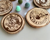 Japanese Manhole Cover Coasters: Engraved Wood Coaster Set thumbnail 4