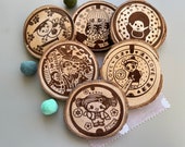 Japanese manhole covers wooden coasters, engraved, gift for Japan lovers and fans thumbnail 1