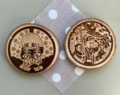 Japanese Manhole Cover Coasters: Engraved Wood Coaster Set thumbnail 8