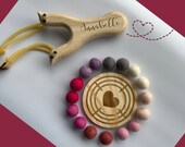Personalized Wooden Slingshot & Heart Target Set | 16 Felt Balls thumbnail 2