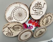 Bike Theme Wood Coasters with Bark - Set of 6 thumbnail 2