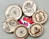 Bike Theme Wood Coasters with Bark - Set of 6 thumbnail 1