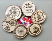Bike Theme Wood Coasters with Bark - Set of 6 thumbnail 4