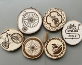 Bike Theme Wood Coasters with Bark - Set of 6 thumbnail 5