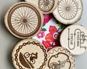 Bike Theme Wood Coasters with Bark - Set of 6 thumbnail 8