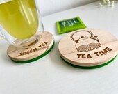 Wooden Felt Green Tea Coasters: Matcha Lover Gift (Set of 2) thumbnail 9