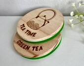 Wooden Felt Green Tea Coasters: Matcha Lover Gift (Set of 2) thumbnail 2