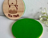 Wooden Felt Green Tea Coasters: Matcha Lover Gift (Set of 2) thumbnail 7