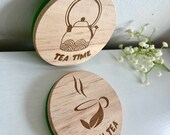 Wooden Felt Green Tea Coasters: Matcha Lover Gift (Set of 2) thumbnail 5