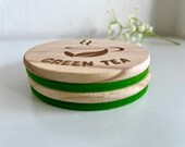 Wooden Felt Green Tea Coasters: Matcha Lover Gift (Set of 2) thumbnail 6