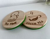 Wooden Felt Green Tea Coasters: Matcha Lover Gift (Set of 2) thumbnail 8