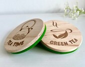 Wooden Felt Green Tea Coasters: Matcha Lover Gift (Set of 2) thumbnail 1