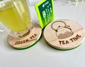 Wooden Felt Green Tea Coasters: Matcha Lover Gift (Set of 2) thumbnail 4