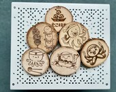 Takoyaki Character Wooden Coasters: Japanese Cuisine Gift, Set of 6 thumbnail 6