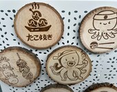 Takoyaki Character Wooden Coasters: Japanese Cuisine Gift, Set of 6 thumbnail 7