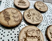 Takoyaki Character Wooden Coasters: Japanese Cuisine Gift, Set of 6 thumbnail 8